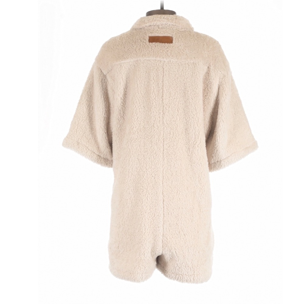 Rivet Utility Light Beige Stunner Teddy Sherpa Romper Small Cozy Loungewear - Picture 5 of 9